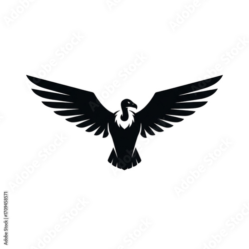 Majestic soaring vulture silhouette with outstretched wings, symbol of resilience and freedom