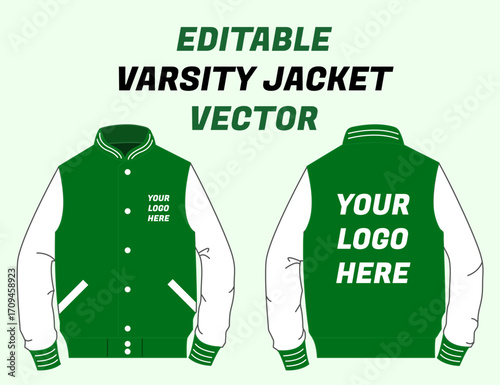 Green University Jacket Varsity Jacket | 棒球外套 과잠 スタジャン 棒球服