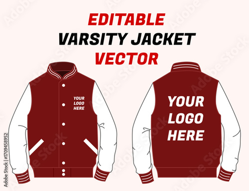 Red University Jacket Varsity Jacket | 棒球外套 과잠 スタジャン 棒球服