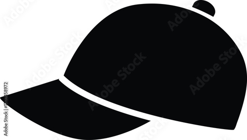 Black baseball cap isolated on white background, vector illustration of hat