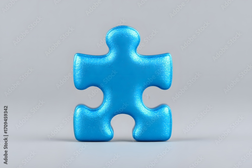 Obraz premium Blue Puzzle Piece on Gray Background.