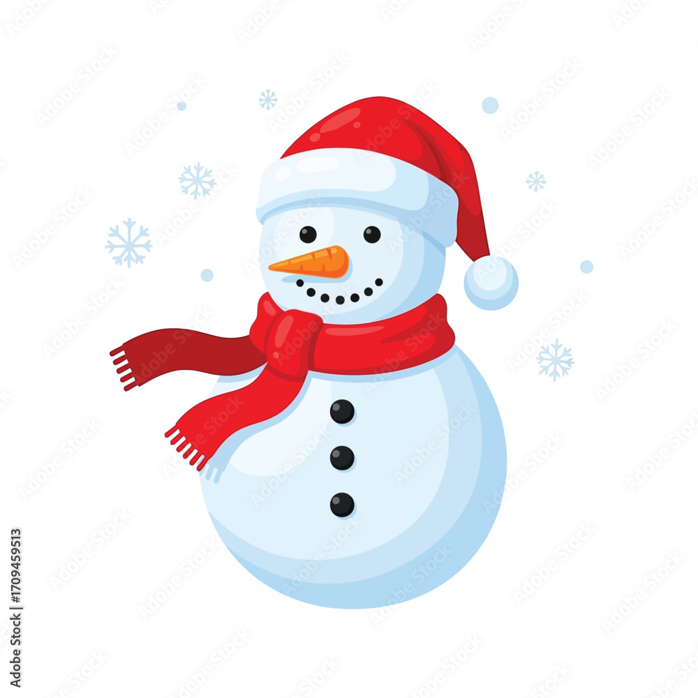 Fototapeta premium snowman with red hat