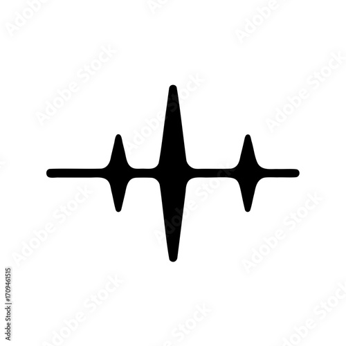 Abstract black wave signal representation with minimalist design on a white background