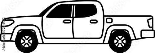 black and white illustration of a Pickup truck