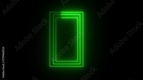 Abstract neon line picture frame background, Rectangular Fire effect Animation. Fire Flame Gradually Appearing in A rectangle Frame