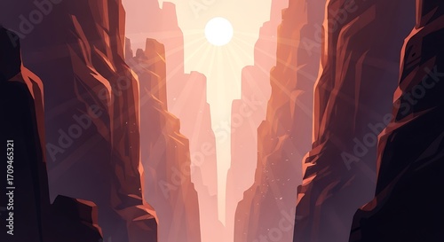 Sunlit Canyon Landscape.