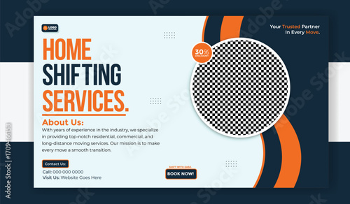 Home shifting services banner template for social media post design layout