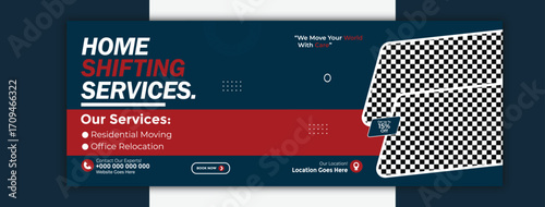 Home shifting services cover template for social media promotion isolated on white background