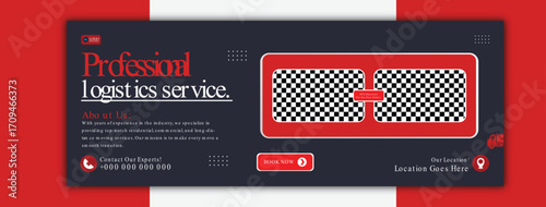 Professional logistics service cover template for social media promotion isolated on white background