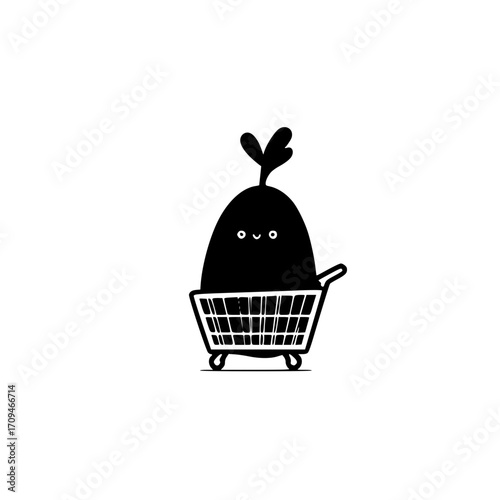 Potato inside shopping cart vector symbolizing online shopping farming product or food retail