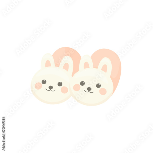 Cute pastel illustration of bunny slippers with smiling faces, rosy cheeks, and upright ears. Perfect for nursery decor, cozy scenes, children’s products