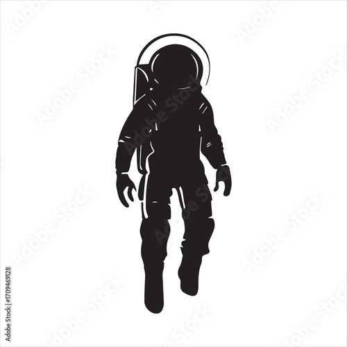 astronaut standing space black silhouette on a white background