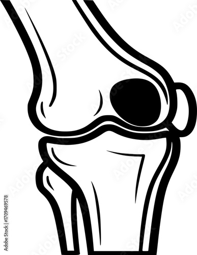 Human Knee Joint icon Vector - Orthopedic Health Symbol and Bone Structure outline and solid illustration