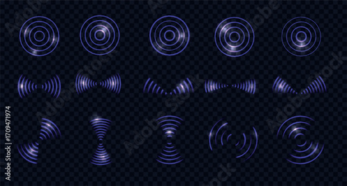 Purple neon radar signals and sonic waves.