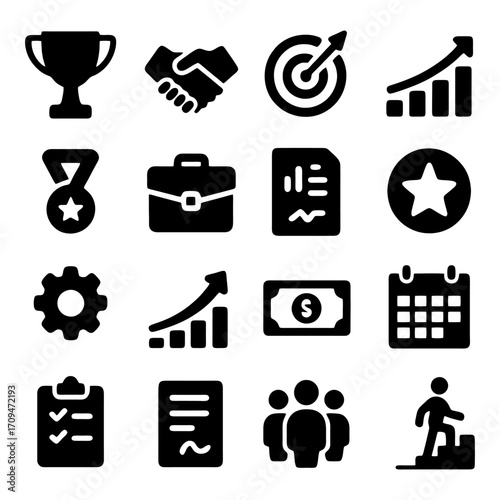 Business Icons: A collection of vector icons. Perfectly tailored for the demands of modern interface designs. Representing diverse business concepts