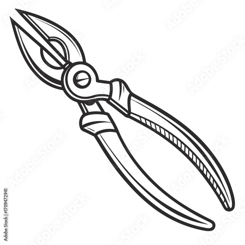 Hand drawn illustration of a pair of pliers essential tool for gripping, cutting, and bending materials in various projects perfect for diy and repair work