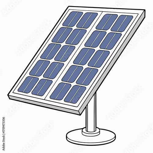 Solar panel illustration, depicting a sustainable energy source for clean electricity generation and environmental conservation