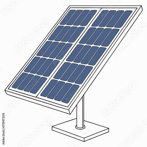 Solar panel illustration, showcasing renewable energy technology for sustainable power generation in a clean and efficient manner
