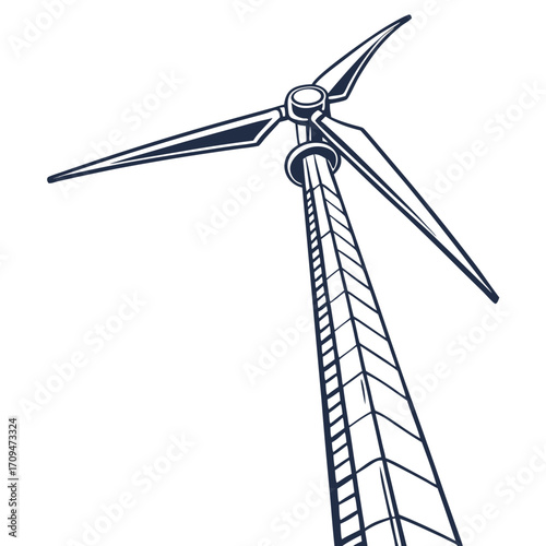 Wind turbine sketch hand drawn vector illustration of a wind turbine, a renewable energy source, in a simple and clean style perfect for ecofriendly projects