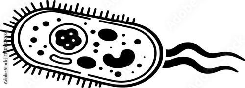 Bacteria Cell Icon Vector - Microorganism, Microbiology, Germ, Biology, Virus outline and solid illustration