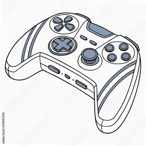 Illustration of a white game controller, featuring buttons, joysticks, and directional pad, perfect for gaming enthusiasts and digital art