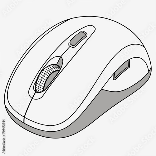 Illustration of a wireless computer mouse, providing seamless control and precise navigation for enhanced productivity and comfortable computing experience