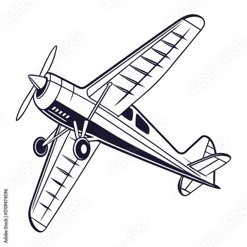 Illustration of a vintage airplane, showcasing its classic design and propeller, perfect for aviation enthusiasts and historical themes