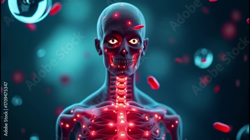 Anatomical Exquisiteness - A Skeletal Marvel in Vibrant Hues