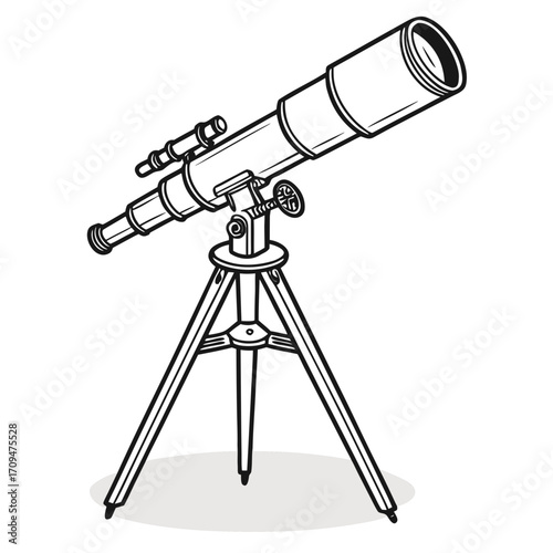 A telescope on a tripod illustration, , perfect for astronomythemed designs, educational materials, and projects related to space exploration and science
