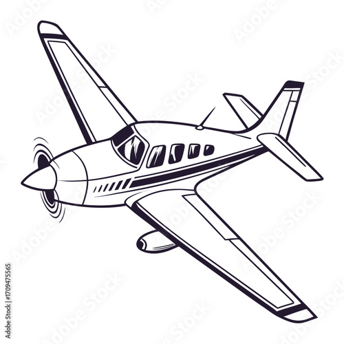 Airplane vector illustration hand drawn sketch of a small plane, perfect for aviation themed designs, travel posters, or educational materials