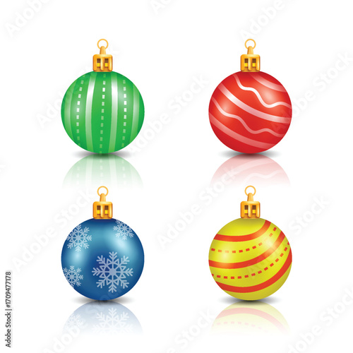 realistic christmas balls