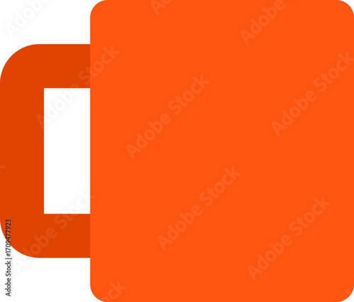 exclamation mark sign  A large orange rectangular shape, on a light background