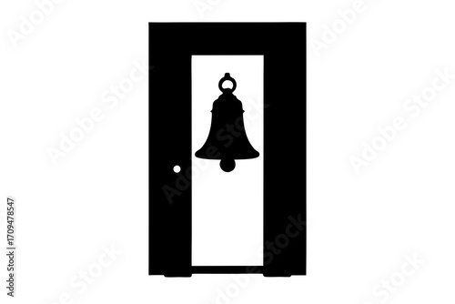 Black silhouette of a doorbell on transparent background