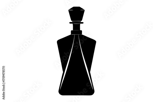 Elegant liquor decanter silhouette on transparent background