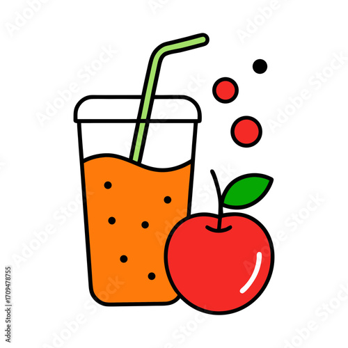 fruit juice doodle style vector art illustration.