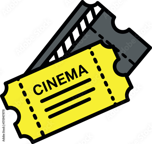 Cinema Movie Ticket icon set with editable stroke. pass, entry ,film.