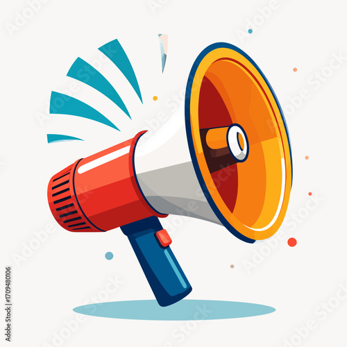 Modern business vector graphic of a loudspeaker or megaphone for communication, alerts, and advertising