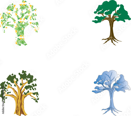Stylized indigenous tree illustration isolated on white background