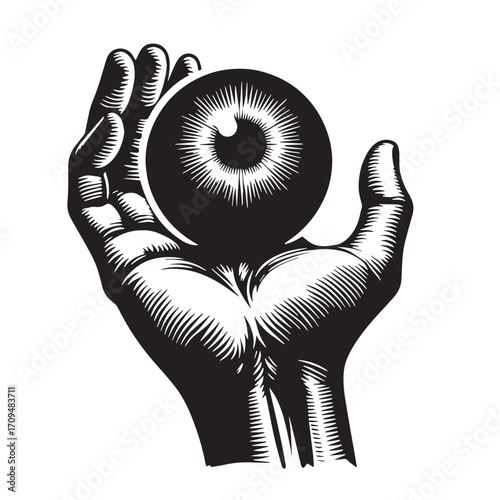 Black Eyeball Silhouette Vector Illustration design, Solid White Background
