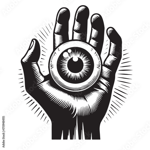 Black Eyeball Silhouette Vector Illustration design, Solid White Background