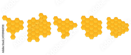 ellow Honeycomb Beehive Pattern with Bees Cartoon Logo on White Background Vector Illustration"