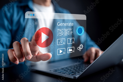 AI for video content creative with multimedia, generative AI technology for video production, content creation, marketing, and innovation.