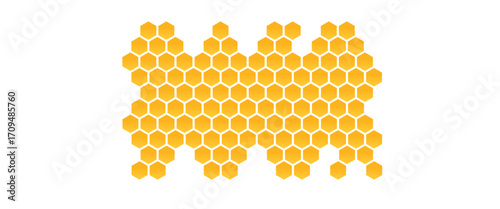 ellow Honeycomb Beehive Pattern with Bees Cartoon Logo on White Background Vector Illustration"