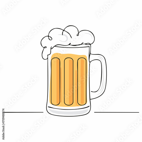 ベクター線画ビールジョッキ – バーメニューや広告用のおしゃれ素材