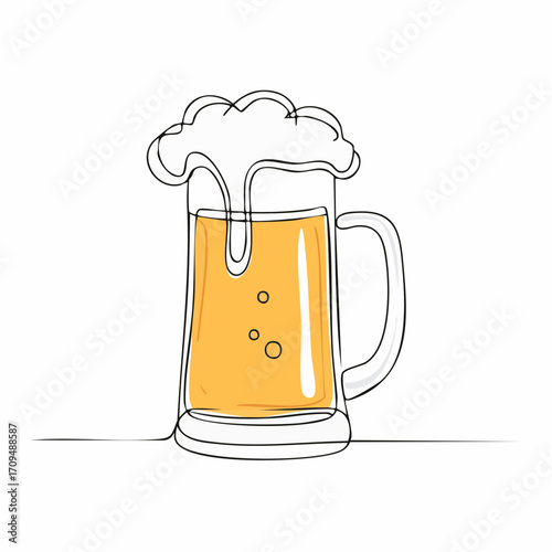 ベクター線画ビールジョッキ – バーメニューや広告用のおしゃれ素材