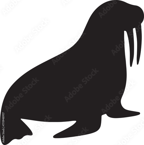 Realistic walrus silhouette vector, ideal for wildlife, marine life, and nature designs.