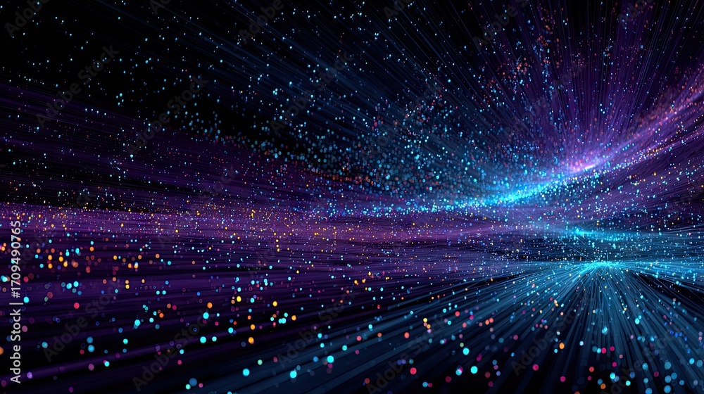 Obraz premium Abstract cosmic digital particles explode