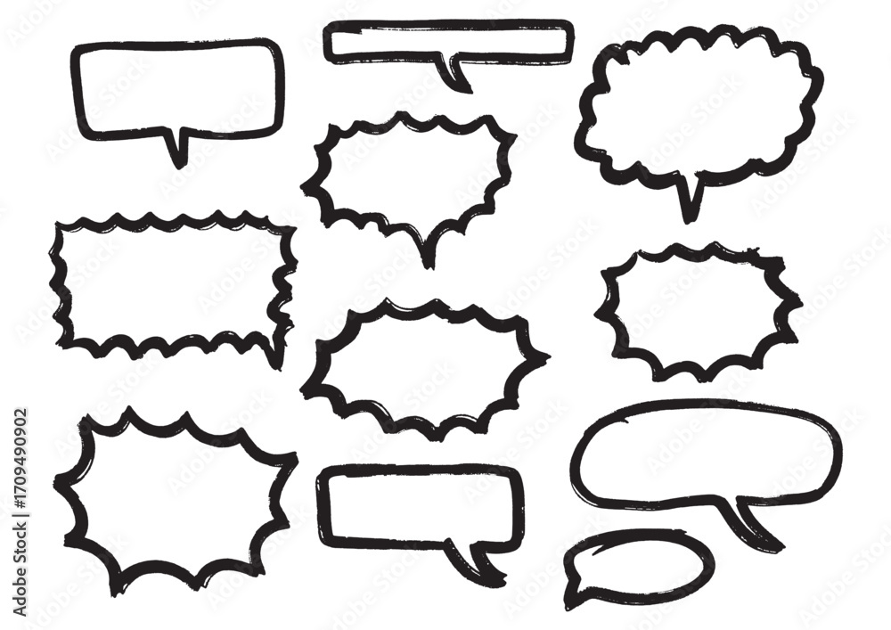 Obraz premium Hand-Drawn Speech Bubbles A Collection of Unique Comic Book Style Dialogue Boxes