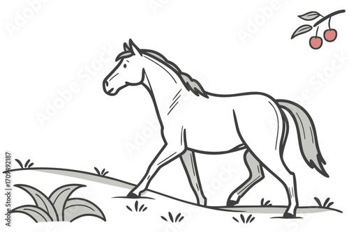 Serene Landscape Illustration with Rolling Hills