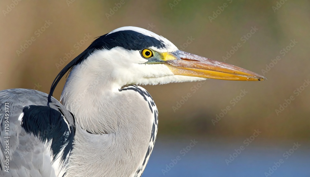 Fototapeta premium Close-up profile of a grey heron